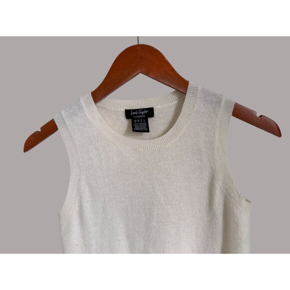 Lord & Taylor 100% Cashmere Cream Sleeveless Sweater Vest Womens Size S - Picture 2 of 6